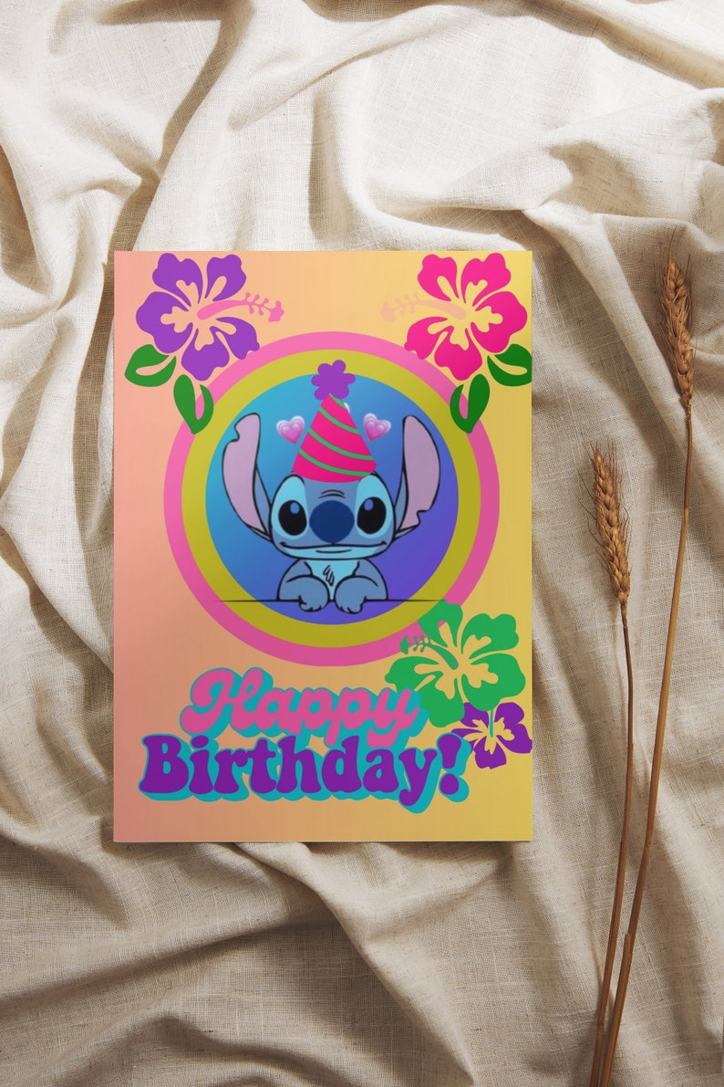 Adorable Lilo and Stitch Birthday Card - Printable PDF - Etsy