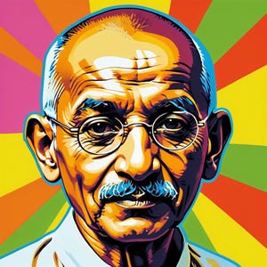 Gandhi Pop-Art Portrait, Digital Print, Instant Download, Religious, Peace, Icon, Canvas, Poster
