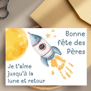 フランスの父の日アート - 父の日の記念品 - パーソナライズされた父の日アート - ユニークな手形アート - - Bonne fête des Pères