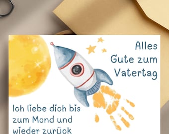 German Father&#39;s Day Art - Father&#39;s Day Keepsake - Personalized Father&#39;s Day Art - Unique Handprint Art - Alles Gute zum Vatertag.