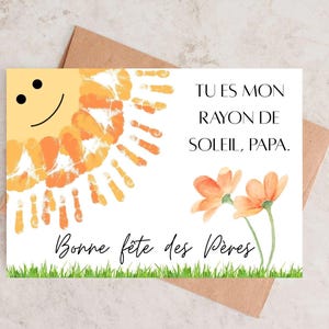 フランスの父の日アート - 父の日の記念品 - パーソナライズされた父の日アート - ユニークな手形アート - - Bonne fête des Pères