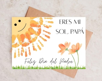 Spanish Father&#39;s Day Art - Father&#39;s Day Keepsake - Personalized Father&#39;s Day Art - Unique Handprint Art - - Feliz Día del Padre