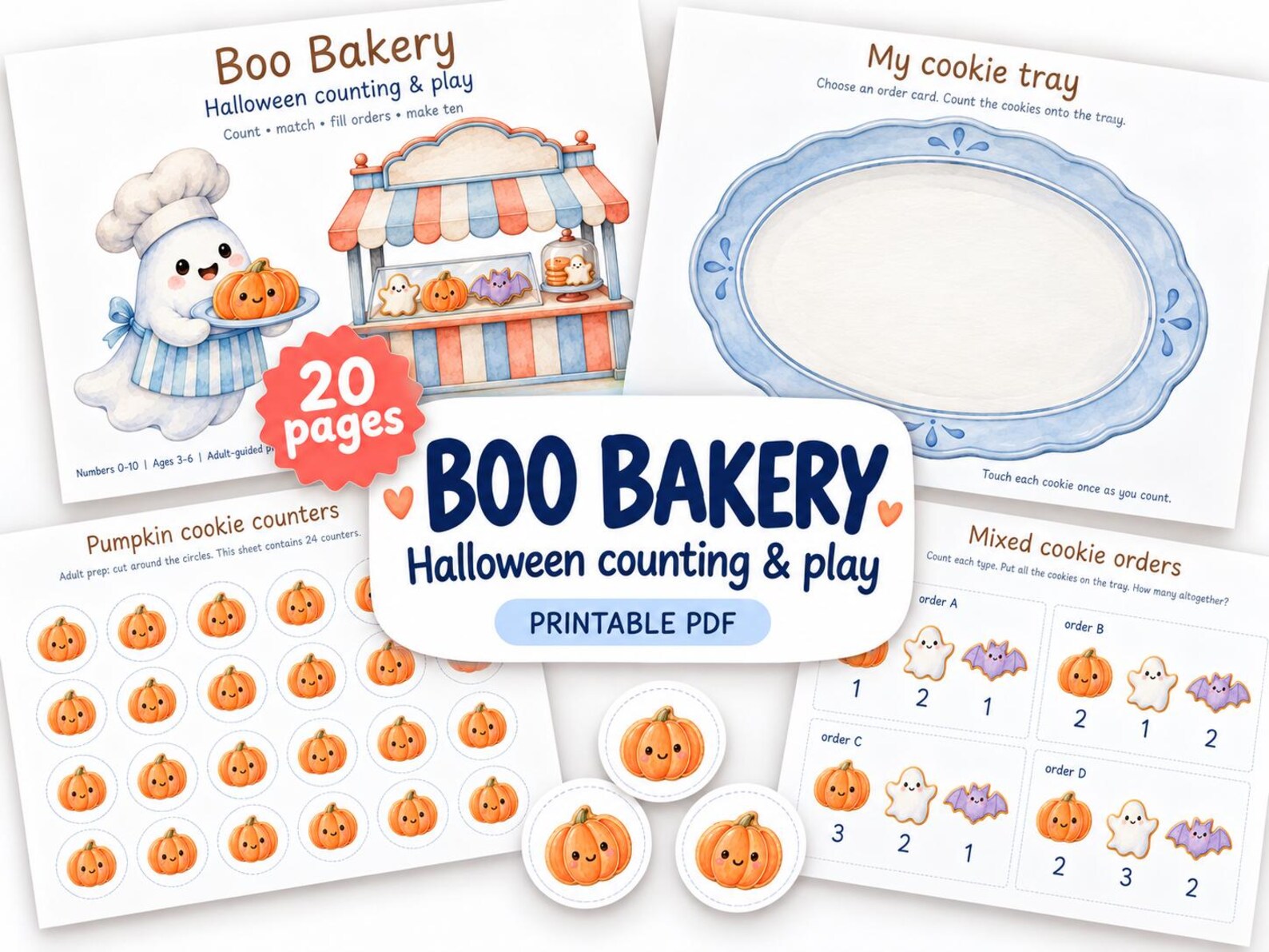 Boo Pdf Halloween Counting Game Printable, Boo Bakery Cookie Math Activities ...