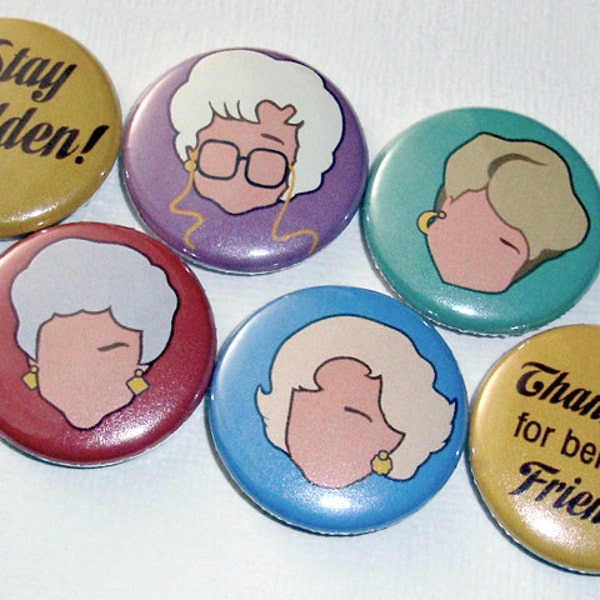 Magnets - Golden Girls Faces Original Illustrations -  1" Magnet Set of 6