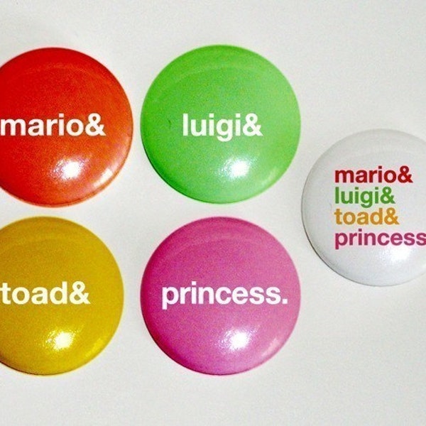 Super Mario Bros. Inspired 1 Inch Buttons