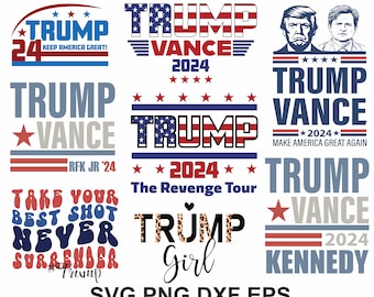 Paquete SVG de Trump Vance 2024: Diseño patriótico MAGA (Archivo de corte digital)
