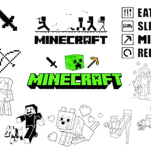 Mncrft SVG, Game Head Svg, Gaming Svg, Craft Clipart, Mncrft Gamer Svg, Mine Png, Instant Download Png Pdf Svg