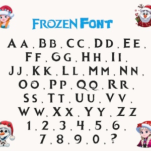 Frozen Font SVG: Layered Alphabet Letters and Numbers (Digital Download)