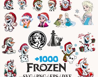 Frozen Clipart Set: Elsa, Anna, Olaf (PNG, SVG Bundle) (Instant Download)
