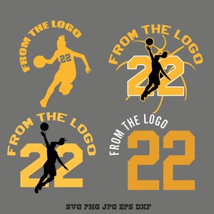 May include: Four different designs featuring a basketball player silhouette with the text "From the Logo" and the number "22" in yellow. The designs include a basketball hoop, a basketball, and a player in different poses.