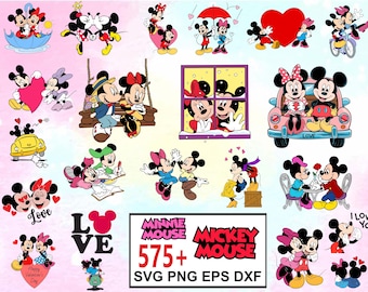 Mickey and Minnie Mouse Valentine SVG Bundle: Cricut Files (Instant Download)