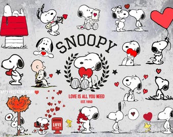 Cute Dog SVG Bundle, Cartoon Puppy Clipart, Valentine Dog Download for Cricut & Sublimation, Cute Puppy Svg, Charliee Brown, Snoopy Dog PNG