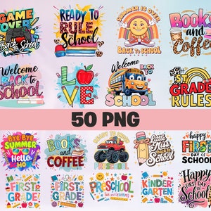 Retro Teacher Png Bundle: Back To School Sublimation Designs (50 PNG)