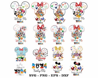 SVG de ratón para viaje familiar 2024: archivos PNG para Cricut y sublimación