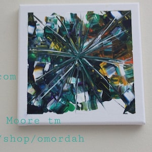 Star Teal, abstract star in teal and blue, with some orange, bright wall art