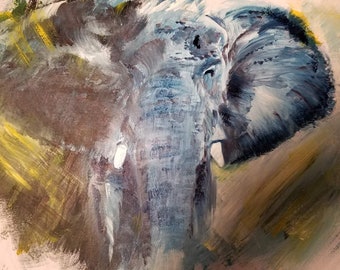 Elephant Born Free, wall art, blue