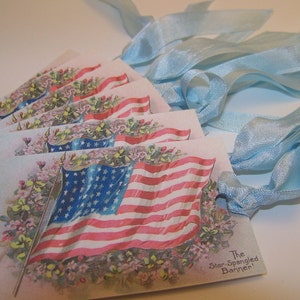 Patriotic Tags 4th of July Tags Independence Day Tags Americana Tags Vintage Style Gift Tags Ellen Clapsaddle Tags - Set of 6 or 9