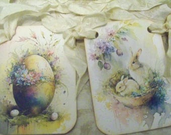 Easter Banner Garland Easter Decoration Handmade Vintage Style