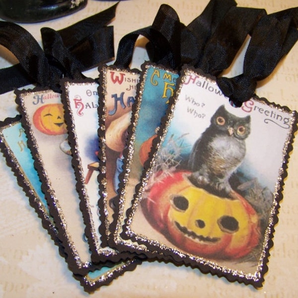 Halloween Tags Cute Halloween Vintage Style Tags - Set of 6