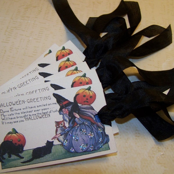 Halloween Tags Vintage Style Halloween Party Favors Set o 6 or 9