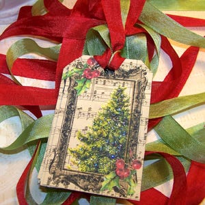 Christmas Tags Christmas Tree Tags Vintage Style Set of 6 or 9