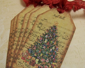 Christmas Tree Tag Christmas Tag Vintage Style - Set of 8