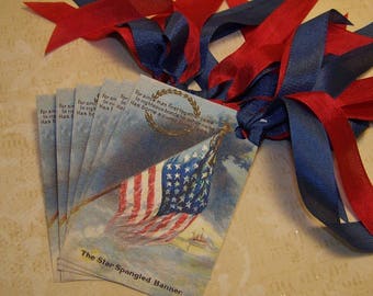 4th of July Tags July 4th Red White and Blue Patriotic Tags Jpurnaling Tags Junk Journal Supplies Set of 6 or 9