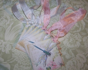 Dragonfly Tags Dragonfly Summer Tags Favors Wedding Wish Tags Set of 6 or 9
