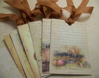 Thanksgiving Tags - Thanksgiving Glory Tags - Autumn Tags Vintage Style - Set of 6