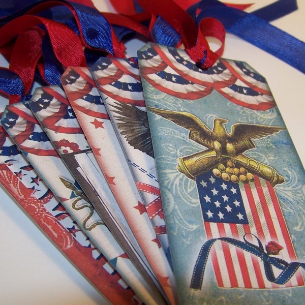 Patriotic Tags 4th of July Tags Americana Tags Independence Day Tags Set of 6