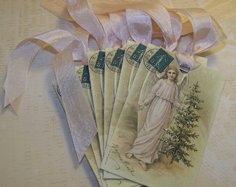 Christmas Tags Religious Christmas Tags Christmas Angel Tags Vintage Style - Set of 6 or 9