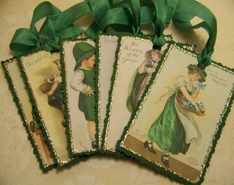 St. Patrick's Day Tags Ellen Clapsaddle Tags Set 2 - Vintage Style - Set of 6