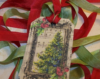 Christmas Tags Christmas Tree Tags Vintage Style Set of 6 or 9