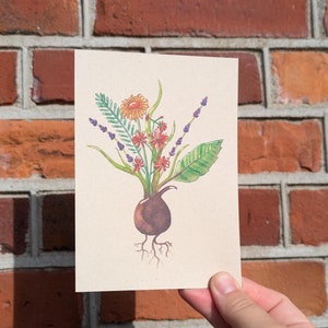 Carte postale – Aquarelle bulbe de fleur – bouquet de fleurs 3