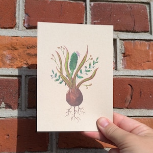 Carte postale – Aquarelle bulbe à fleur – bouquet de fleurs 2