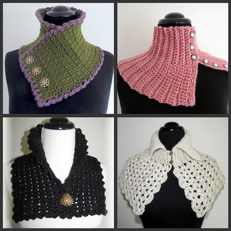 PDF Crochet Pattern Quick and Easy Crocheted Scarflette Pattern Set 6 different designs image 1