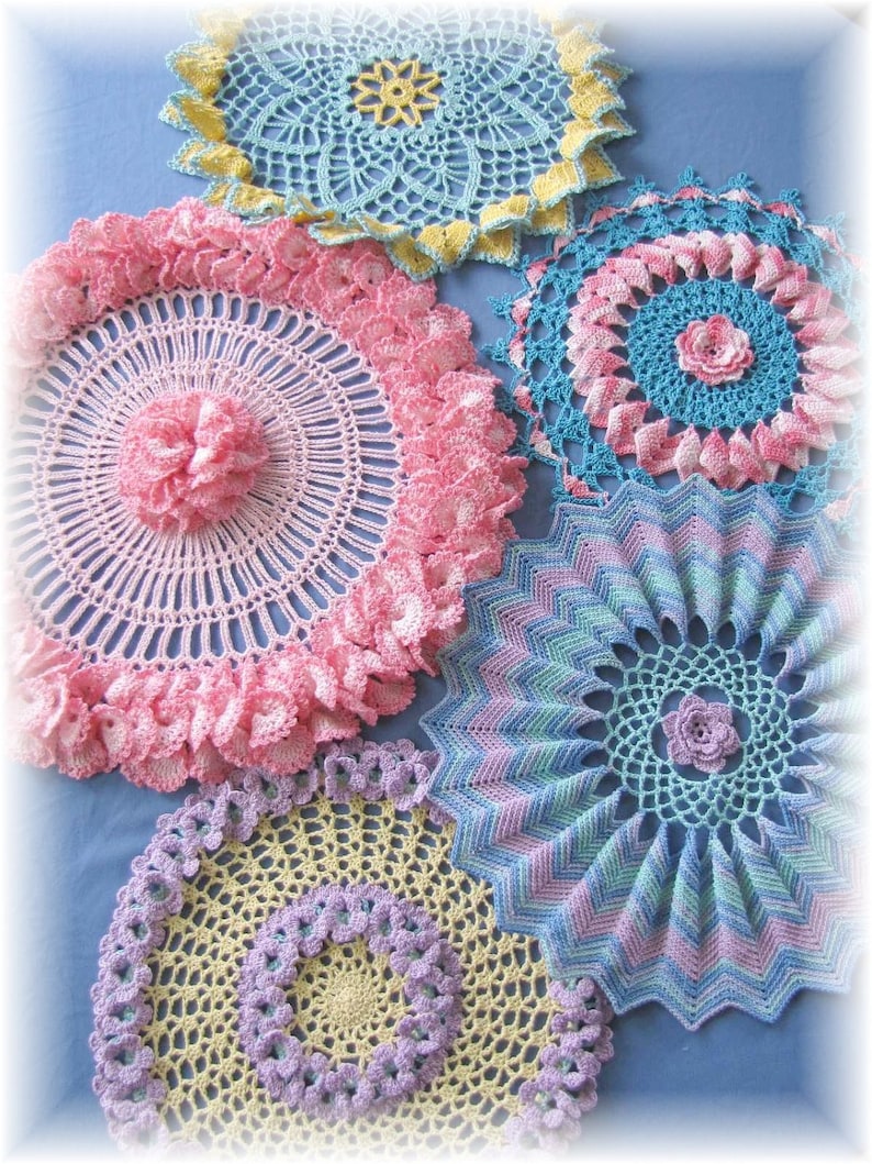 Ruffles Ripple PDF Crochet Pattern- Ripples, Ruffles and Roses Doilies (5 Different ...