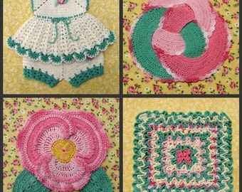 PDF Crochet Pattern Set- Decorative Thread Potholders  (25 different designs)