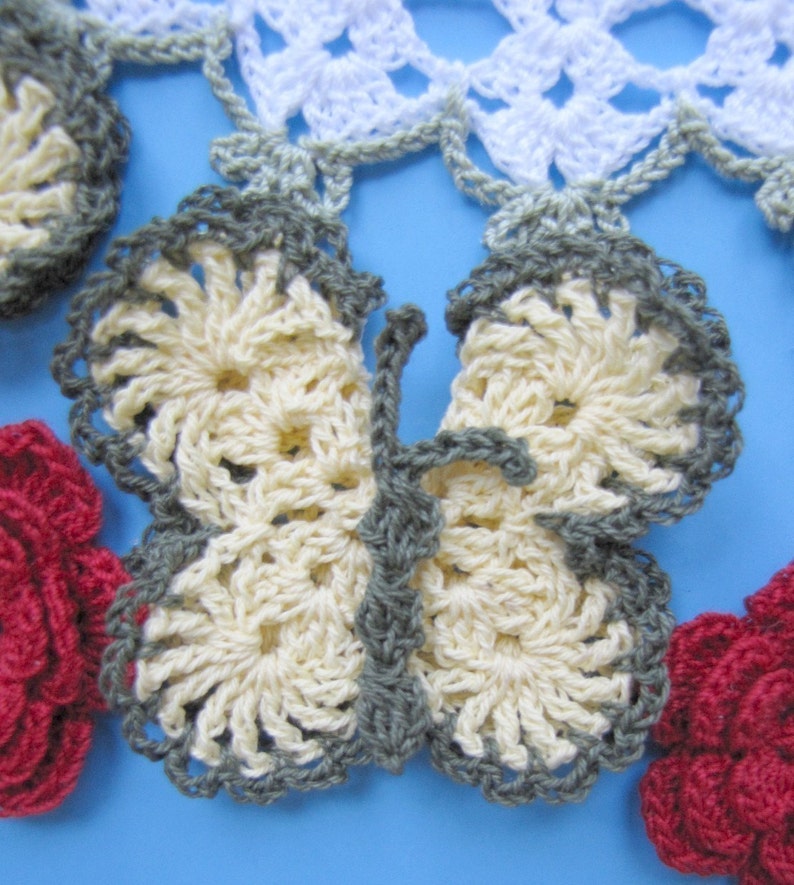 Patrón de crochet PDF Tapete de piña de colibríes y rosas imagen 4