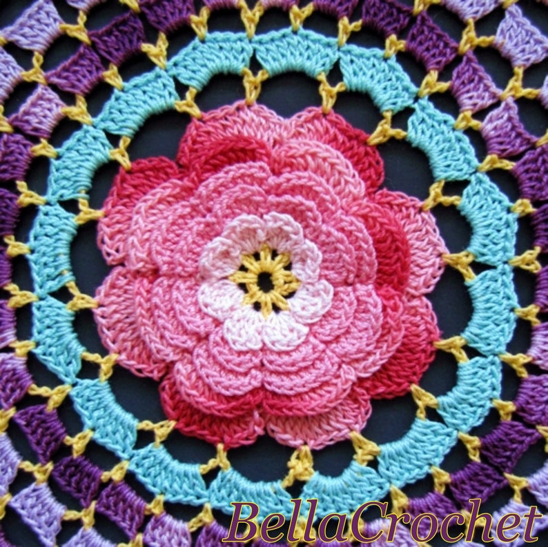 PDF Crochet Pattern: Radiant Rose Mandala Doily image 2