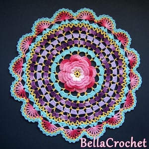 PDF Crochet Pattern: "Radiant Rose Mandala Doily"