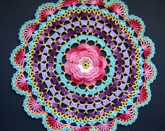 PDF Crochet Pattern: "Radiant Rose Mandala Doily"