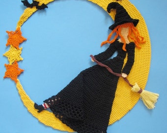 PDF Crochet Pattern- Stella Luna Doily  (Witch, Halloween)