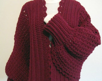 PDF Crochet Pattern -Cozy Cuffed Cape