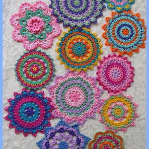 PDF Crochet Pattern- Mini Mandala Doilies (12 different designs)