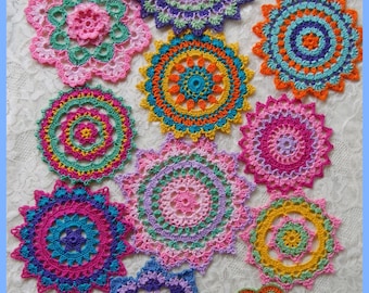 PDF Crochet Pattern- Mini Mandala Doilies (12 different designs)