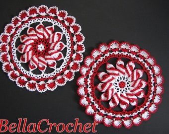 PDF Crochet Pattern: "Peppermint Pinwheel Doily"