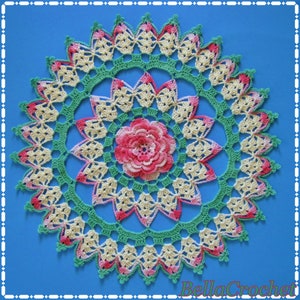 PDF Crochet Pattern: Rhapsody Rose Doily image 1