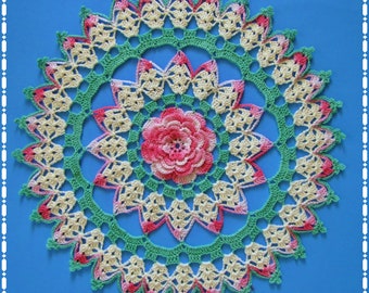 PDF Crochet Pattern: "Rhapsody Rose Doily"