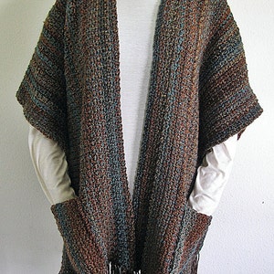 PDF Crochet Pattern- Indian Summer Ruana  (Wrap,  Shawl)